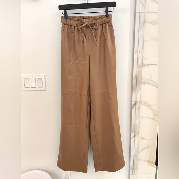 Mayson the Label Vegan Leather Relaxed Drawstring Pant in Mushroom - Picture 4 of 6